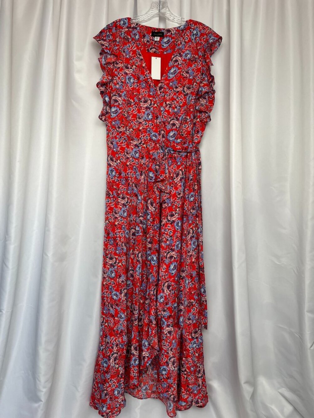 Ava & Aiden Romantic Red Floral Cottagecore Garden Party Maxi Wrap Dress XL